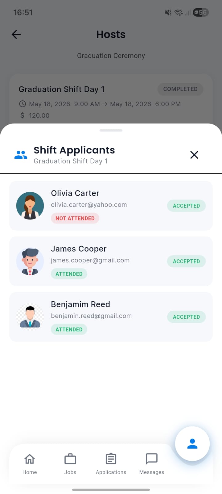 Shift Attendance List
