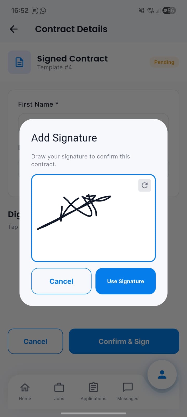 Talent Mobile Sign Contract