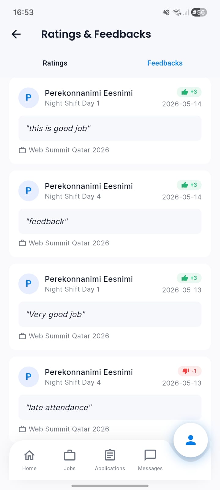 Talent Mobile Feedbacks
